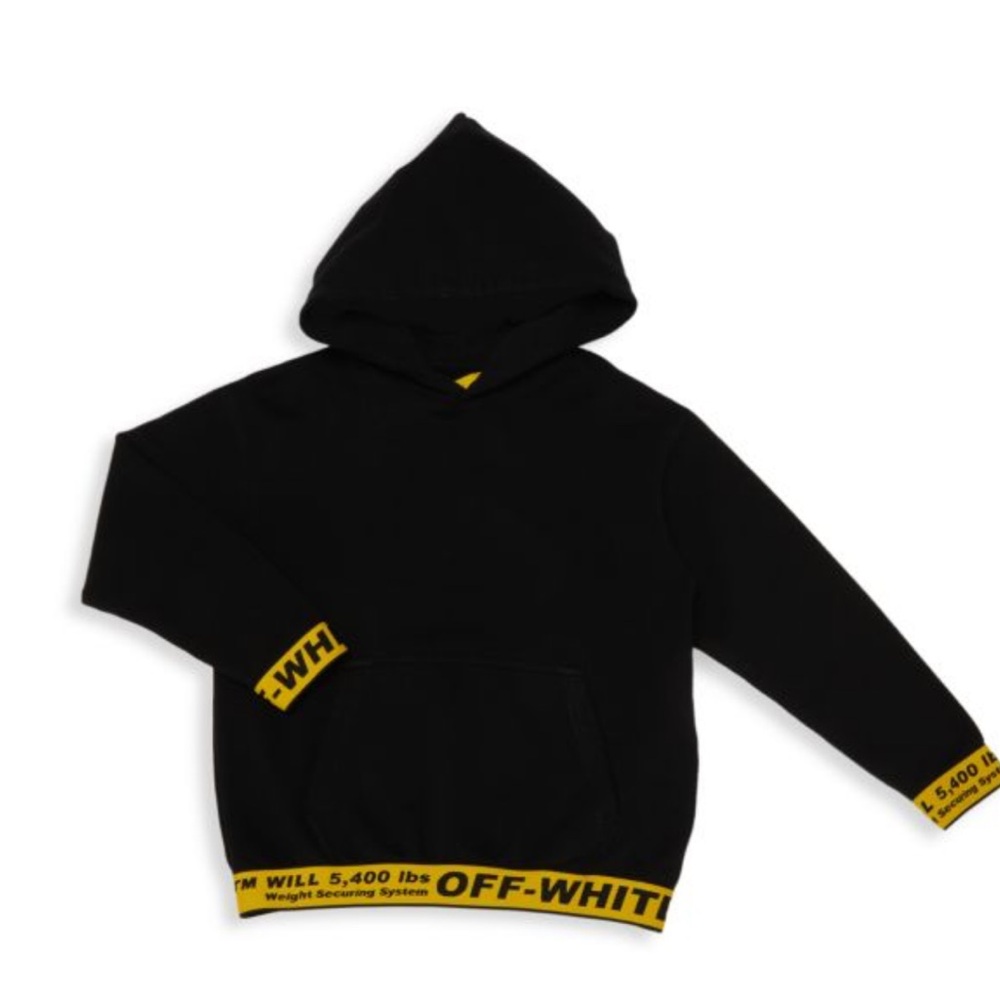 Off-White Kids Hoodie in Black with Yellow Details